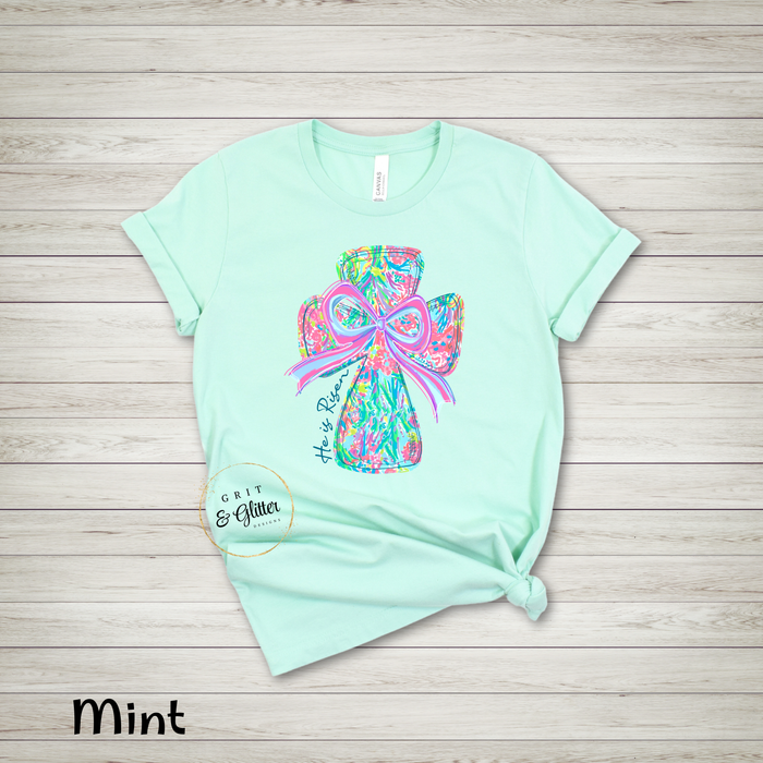 He Is Risen Turquoise Cross