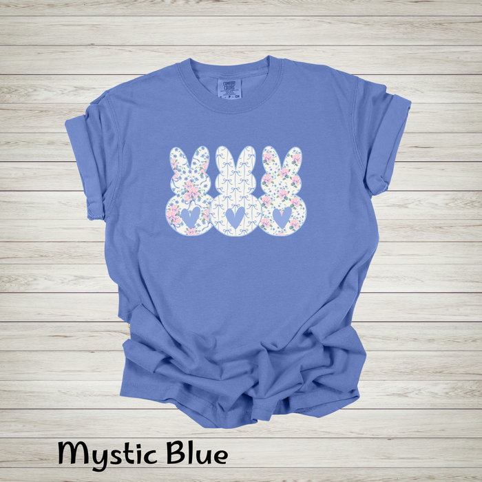 Floral Bunnies w/Hearts