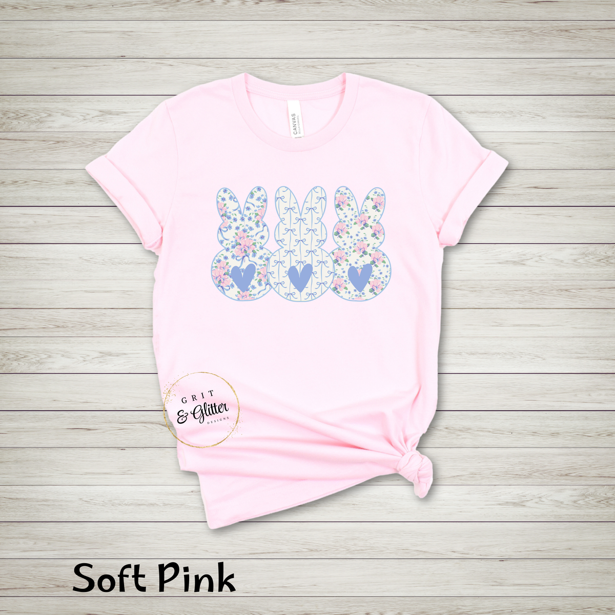 Floral Bunnies w/Hearts