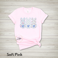 Floral Bunnies w/Hearts